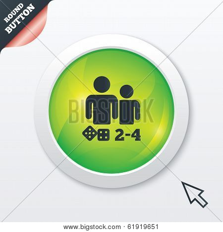 Board games sign icon. 2-4 players symbol.