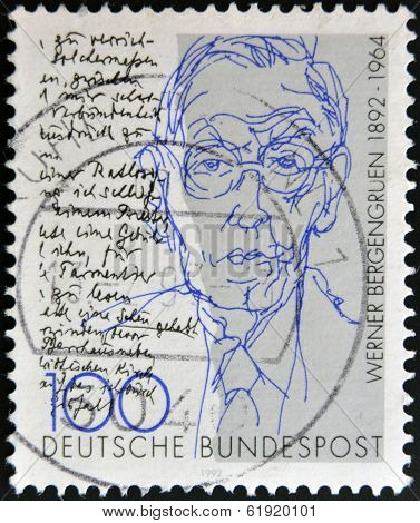 GERMANY - CIRCA 1992: A stamp printed in Germany shows Werner Bergengruen circa 1992