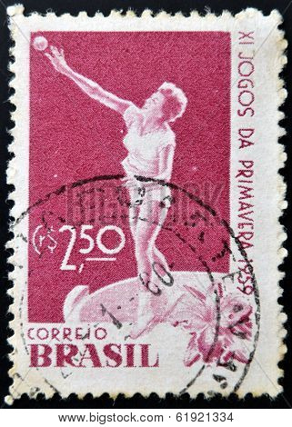 BRAZIL - CIRCA 1959: A stamp printed in Brazil dedicated to Spring games circa 1959