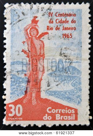 BRAZIL - CIRCA 1965: Stamp printed in Brazil dedicated to IV Centenary of the City of Rio de Janeiro