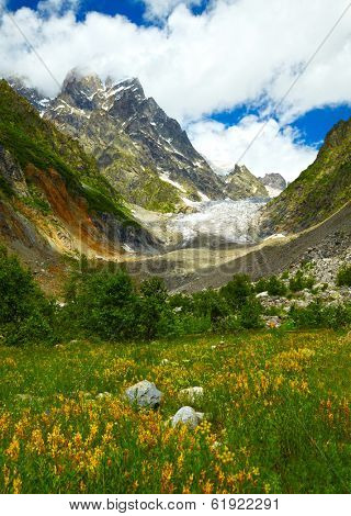 Glacier in the mountains. Svaneti regoin, Georgia