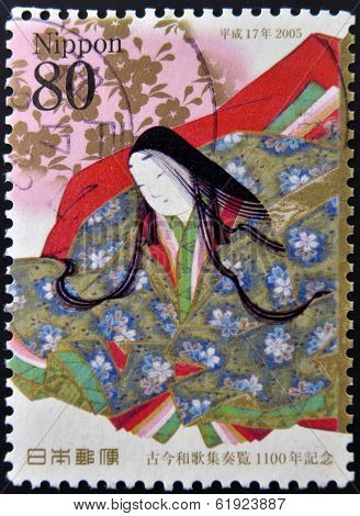 JAPAN - CIRCA 2005: A stamp printed in Japan shows Ono no Komachi circa 2005