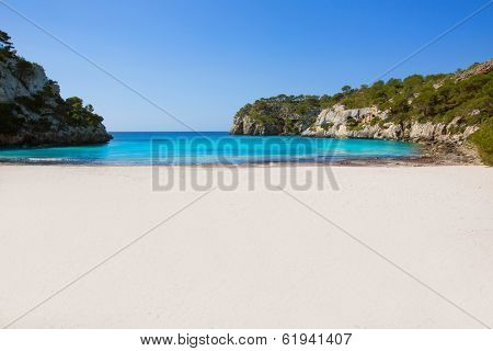 Cala Macarella Ciudadela Menorca turquoise Mediterranean sea in Balearic islands