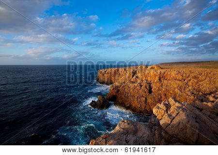 Menorca Punta Nati sunset in Ciutadella Balearic Islands at Mediterranean sea