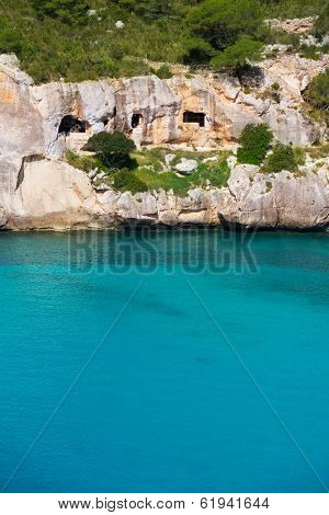 Cala Macarella Ciutadella Menorca turquoise Mediterranean sea in Balearic islands