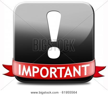 important information very crucial message essential and critical info button or icon