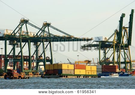 Loading Container At Port, Maritime Transport
