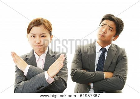 Dissatisfied businessman and businesswomen