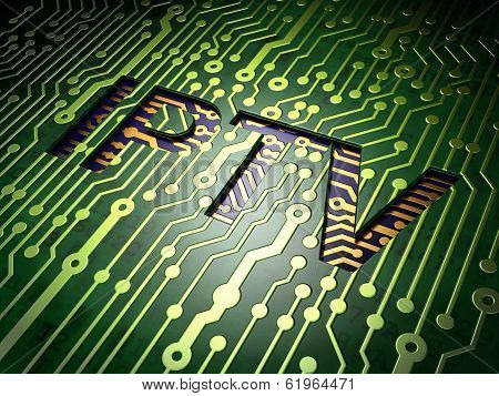 Web development concept: IPTV on circuit board background