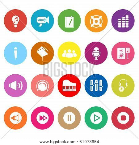Music Flat Icons On White Background