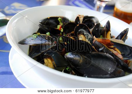 Mussels at the restaurant