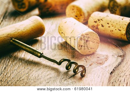 Wine Corks And Corkscrew