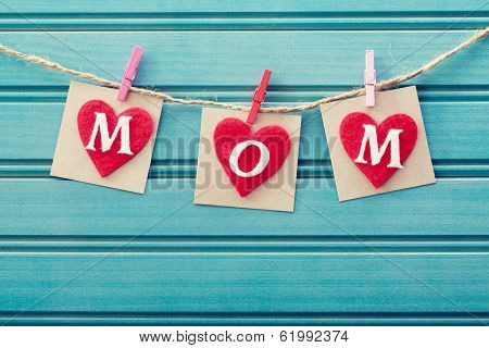 Mothers Day Message On Felt Hearts