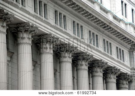 Building with columns in downtown Montreal, Canada