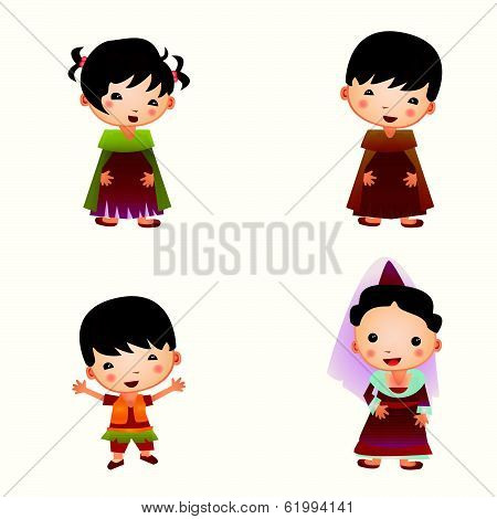 Children in costumes. Middle Ages.