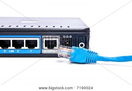 Bagsiden af trådløs Router