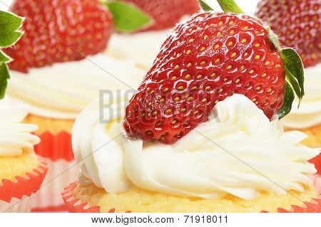 strawberry cupcakes close up