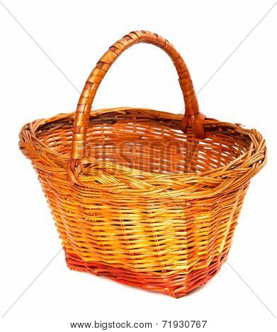 Empty Wicker Basket. Isolated On White Background.