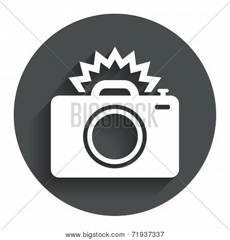 Photo camera sign icon. Photo flash symbol.