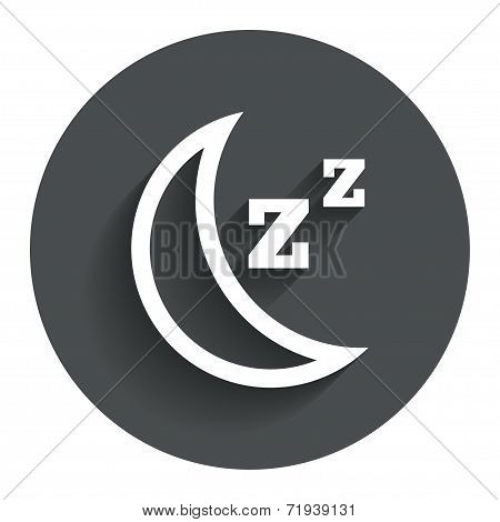 Sleep sign icon. Moon with zzz button.