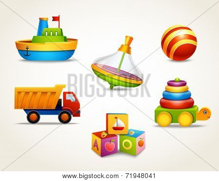 Toys icons set
