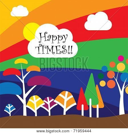 Colorful Trees & Plants In Forest Or Jungle - Vector Concept
