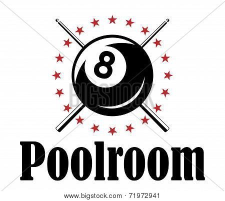 Poolroom or billiards emblem