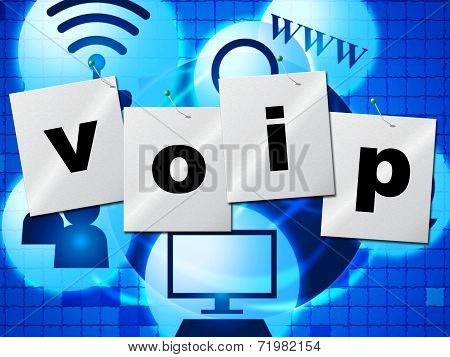 Voip Communication Shows Voice Over Broadband And Chat