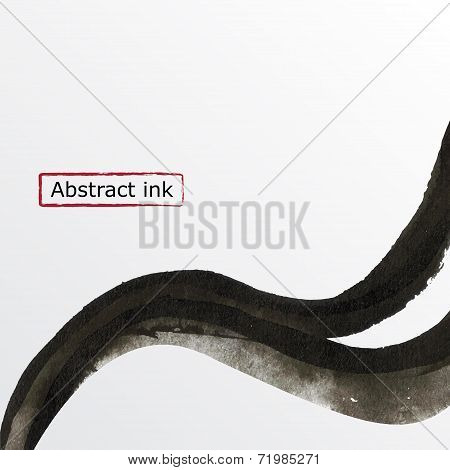 Illustration of abstract black ink painted weave design element