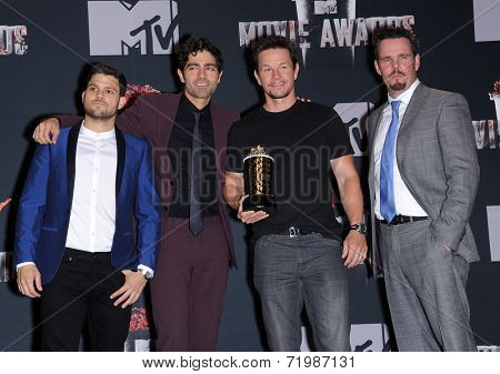 LOS ANGELES - APR 13:  Jerry Ferrera, Adrian Grenier, Mark Wahlberg & Kevin Dillion in the 2014 MTV Movie Awards - Press Room  on April 13, 2014 in Los Angeles, CA.                