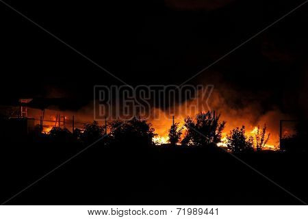 Huge fire spreading over buildings
