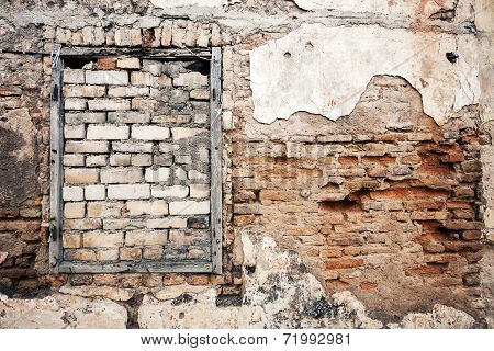 Old Wall With Boarded Up Window