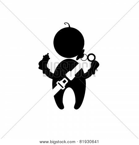 Baby With Seat Belt Vector