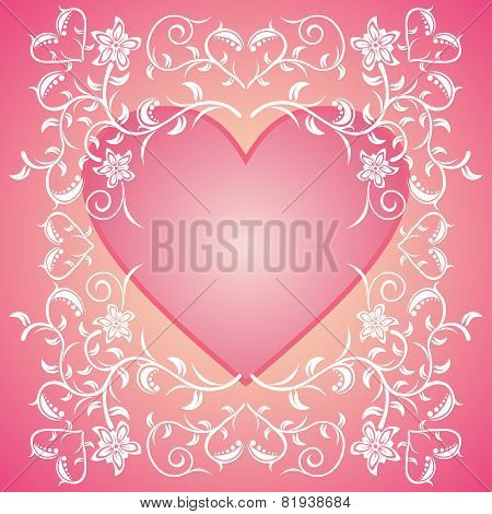 Pink Valentines day background with flowers