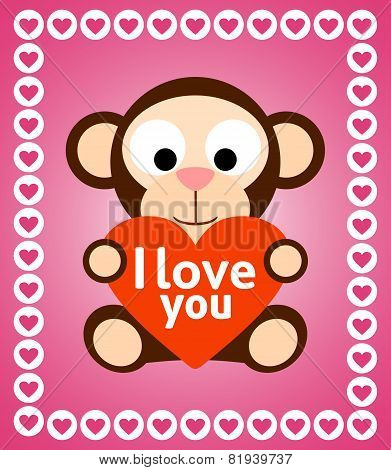 Valentines day background with monkey