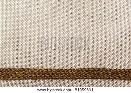 Jute Ribbon On Sack Cloth Background