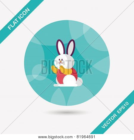 Rabbit Flat Icon With Long Shadow,eps 10