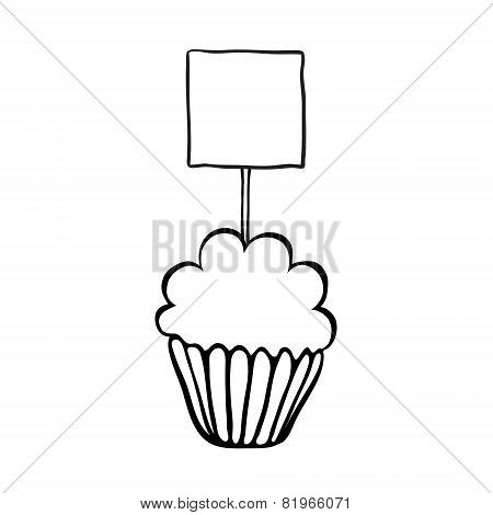 Cupcake sketch with square topper
