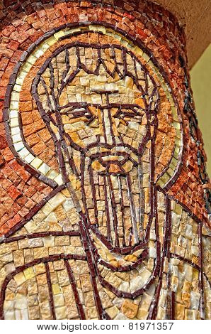 Saint Peter Apostle Made From Mosaic On A Column