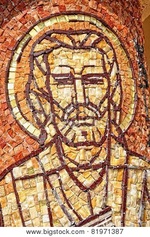 Mosaic Of Saint Mark Apostle On A Column