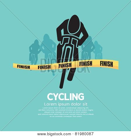 Cyclist At Finish Line.
