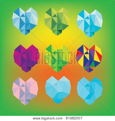 Love heart polygonal abstract on white backgrounds