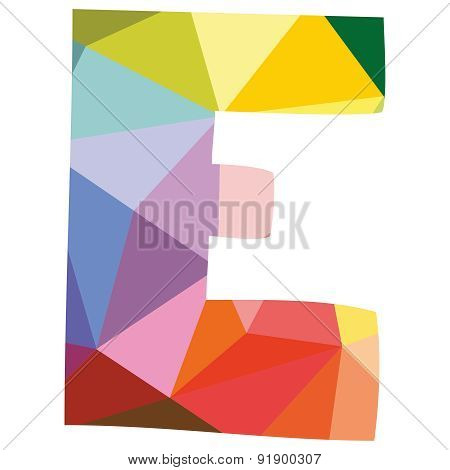 E wrapping surface vector letter isolated on white background