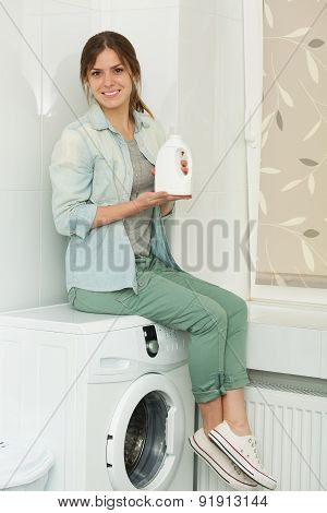 Beautiful Girl Doing Laudry