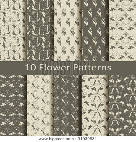 set of ten flower patterns