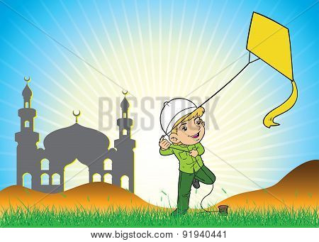 Boy Playing A Kite