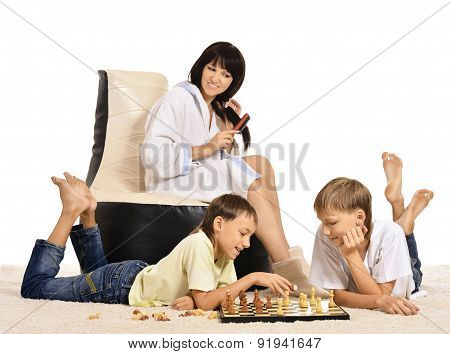 Family playing chess