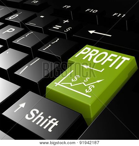 Profit Word On The Green Enter Keyboard