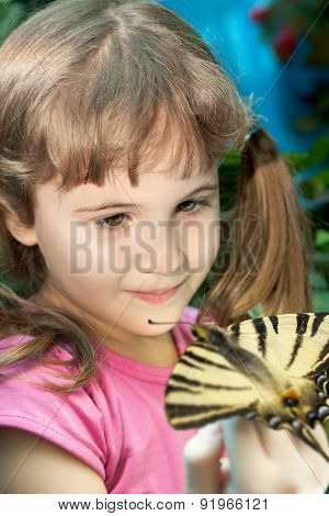 Girl With A Big Bright Butterfly