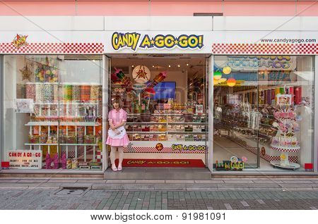 Candy a go go candy shop and vendor at Harajuku's Takeshita street